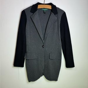 Lauren Ralph Lauren grey and black blazer with front pockets womens small petite